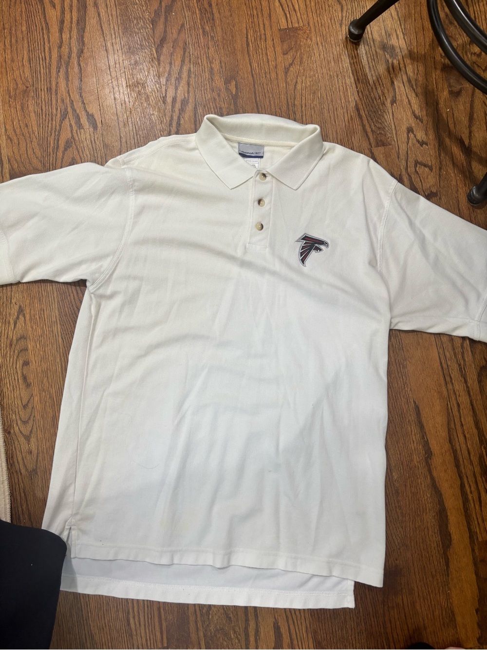 Reebok Men's Collared White Short Sleeve Shirt Large Atlanta Falcons Play Dry
